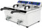 VERTES Friggitrice in acciaio inox 2x 17L, 6000W, 230V, principio della zona fredda, temperatura regolabile in continuo 50-200°C, rubinetto di scarico, 2 cestelli per frittura, pulsante di reset