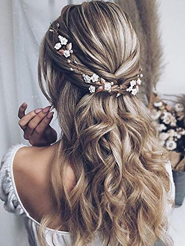JAKAWIN Bridal Hair Vine Wedding Hair Accessories Flower Hair Piece for Women HV103 (Silver)