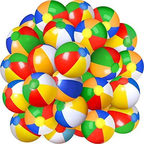 Honoson 30 Pieces 20 Inch Inflatable Beach Balls Large Blow up Pool Game Toys for Summer Swimming Party Supplies (Rainbow)