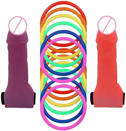 Jeu de Lancer d'Anneaux Lot de 12 Anneaux Plastique Toss Jeu Set pour pour l'enterrement de Vie de Jeune Fille Family Jeux d'extérieur Jardin Party Fêtes Carnaval Adultes