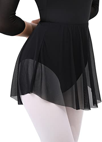 Gorchnc Gonna da balletto da donna, per adulti, ragazze, bambine, in rete, per danza classica, nero, L