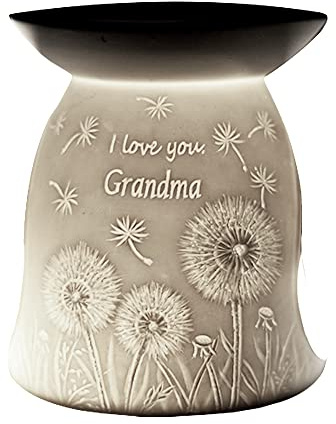 Cello Tealight Wax Melt & Oil Burner – ‘I Love You Grandma’ Porcelain Warmer | Home Fragrance Release | Safe for Homes with Children & Pets, Nan Gifts for Grandmas
