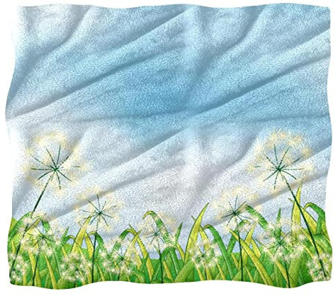 Fleece-Überwurfdecke für Couch, Sofa oder Bett, gemütliche, weiche Decken, das wachsende Unkraut Pusteblume unter dem blauen Himmel