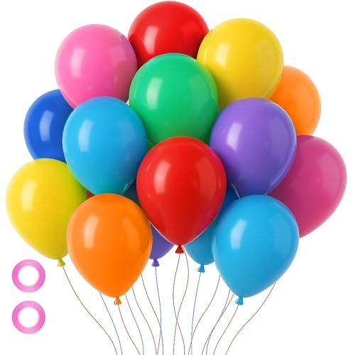 Voircoloria 105pcs Colorful Balloons 12inch Rainbow Latex Balloons for Boys Girls Birthday Baby Shower Gender Reveal Wedding Decorations