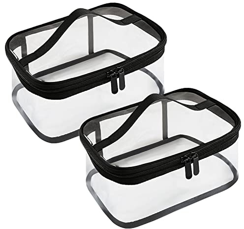 Fyihoxi 2 Stycken Necessär Transparent Vattentät PVC Kosmetikväska, Makeup-Väska för Kvinnor, Män, Barn och Familj
