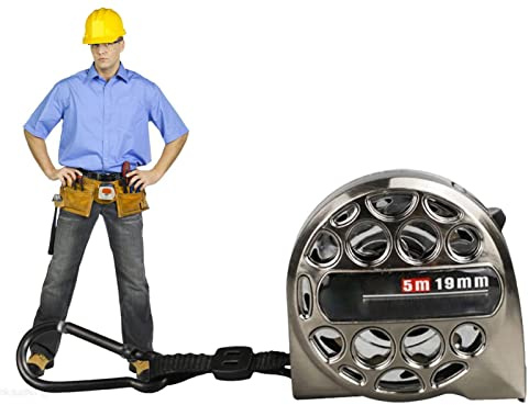 PW TOOLS Cinta Métrica Niquelada Retráctil Hueca - Acero Resistente A Grado Industrial