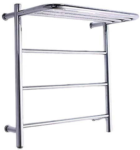 KLZUOPT Electric Towel Warmer Radiator, 304 Stainless Steel Towel Rail With Shelf, Electric Waterproof Towel Rack Heater For Bathroom Home,Plug In Towel Drying Rack (Hardwired) (Hardwired), (Plug In)