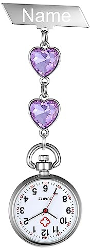 Avaner Krankenschwesteruhr Personalisierte Pflegeruhr Herz: Taschenuhr FOB Analog Quarzwerk Uhr Pulsuhr Ansteckuhr Unisex Silber Rosegold Schwesternuhren mit Pin/Clip für Arzt Doktor Medical