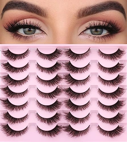 False Lashes Natural Look Fluffy Eyelashes Wispy Fox Eye Lashes That Look Like Extensions 3D Lashes Natural Strip Lashes Pack by Kiromiro 14 Pairs
