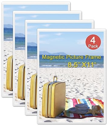 KikoSkool Magnetic Picture Frames, 4 Pack,Holds 8.5 x 11 Fridge Magnets Photos Frame, Magnetic Photo Pocket Perfect for Displaying Frames, Artworks