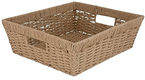 Simplify Large Shelf Storage Basket | Dimensions: 15x 13x 5 | Dutch Weave Design | Home Organization | Paper Rope Material | Great For Leaving Spaces | Great for Displaying