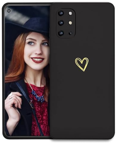 POUHYE Handyhülle für OnePlus 8T 5G Hülle, Soft Silikon Case mit Herz, Kameraschutz und Bildschirmschutz, Ultra Dünn Stoßfest Anti-Rutsch Schutzhülle für OnePlus 8T 5G Schwarz