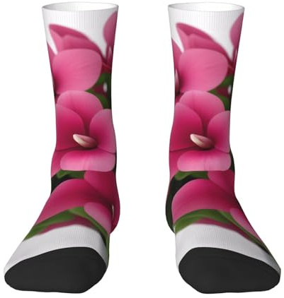 Chaussettes colorées à imprimé cyclamen rouge pour homme et femme adulte Chaussettes mi-mollet décontractées Chaussettes de sport Blanc, blanc, taille unique