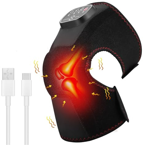 Heated Knee Massager - Cordless Rechargeable Heated Knee Pads, 3 Adjustable Vibration & Temperature, Heating Vibration Massage for Relaxing Knee Shoulder Elbow, Relieve Joint Pain, Arthritis