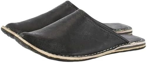 babouche mule berbere traditionnel - bout pointu - cuir naturel fabriqué au maroc Artisanal couleur Noir Marron Bleu