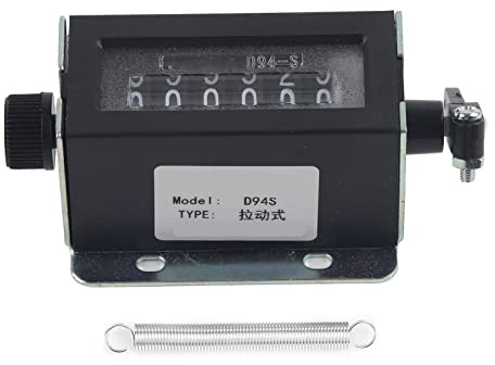 Respicefinem D94-S Contatore Manuale Meccanico a 6 cifre con Conto alla rovescia e azzeramento Manuale contatore di Giri con clicker a trazione Manuale da 0 a 999999 per stampanti perforatrici.
