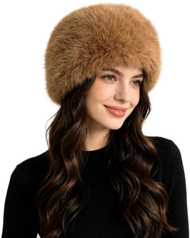 Lina & Lily Chapeau Femme Hiver en Fausse Fourrure, Bonnet Toque de Style Russe