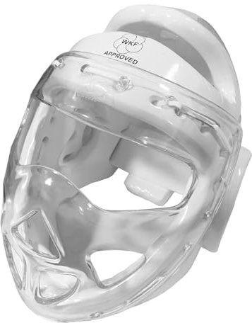 WKF Kopfschutz für Karate-Wettbewerbe, mit Gesichtsmaske, Weiß