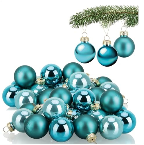 COM-FOUR® 40x Bolas de Navidad - Adornos para el árbol de Navidad - Bolas de Cristal Ø 3 cm - decoración navideña - pequeñas Bolas de árbol de Navidad Hechas de Cristal Real para Navidad