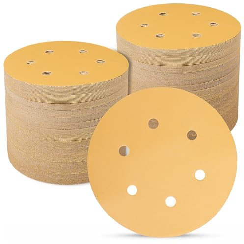 Sruhrak Discos de Lijado 150 mm 100 piezas Grano 800 | Almohadilla de disco de lijado de 6 agujeros para papel de lija para lijadora orbital
