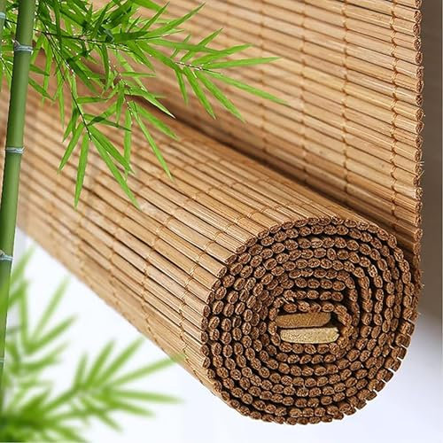 Retro Bambusrollo Natur Bambusrollo Raffrollo aus Bambus Verdunkelungsrollo Natur Holzrollos Sonnenschutz und Sichtschutz Rollo Anpassbar Rollo für Gewächshaus