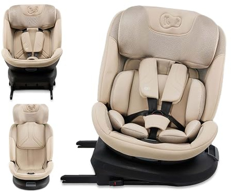 Kinderkraft XPEDITION 3 I-SIZE 40-150 cm, Seggiolino auto 0-36 kg, 360 girevole, Isofix Base, Reclinabile Posizione sdraiata, Poggiatesta regolabile, Gruppo 0 1 2 3, SPS+, H-GUARD+, Beige
