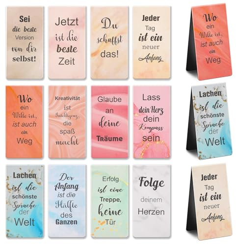 24 Lesezeichen Magnetisch, Magnetlesezeichen mit Inspirierenden Zitaten | Motivationsgeschenke Abschiedsgeschenk Kinder Schultüte Füllung für Schüler Lehrer Buchliebhaber