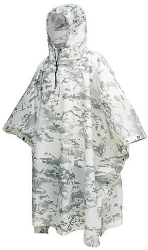 BrightGlow 3-in-1-Multifunktional Regenmantel Unisex Wasserdichter Regen Poncho Regenmantel mit Kapuze Camouflage Regencape Leichter Regenponcho für Wandern Camping Jagd Schnee