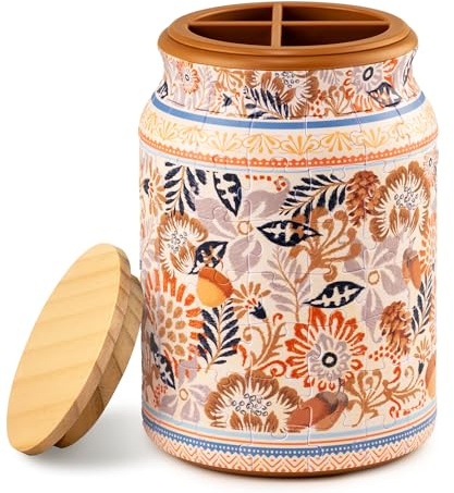 PieceRelax 3D Puzzle Jar 128 Plastic Pieces for Adults - Autumn Abundance, Lid Container, Inner Jar for Kitchen Dining Study Living Room, Large [BA1017]
