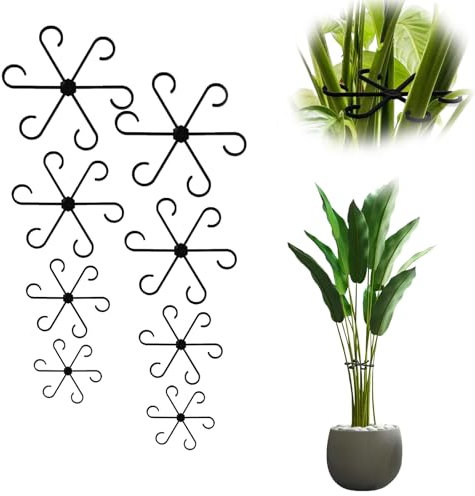 Wdmxszdq 8 Tuteur Plante, Pinces de Soutien réutilisables pour Plantes, 4 Tailles de Support pour Plantes Grimpantes, adaptés à la décoration végétale d'intérieur (Noir)