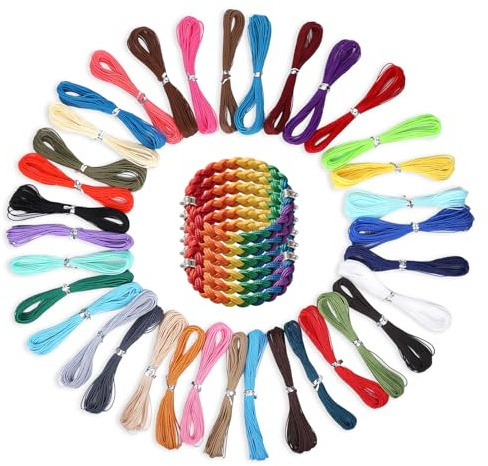 35 Rollen Gewachste Baumwollschnur, 10 Meter Langes Nylonschnur für Armbänder, 35 Farben Makramee Garn 1mm, für Armbänder Selber Machen, Handarbeiten, Schmuck, Schmuckherstellung