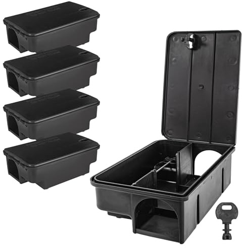 5X Köderstation Ratten Mäuse Köderbox Garten Mausfalle Rattenköderbox Box Rattenfalle Kinder- Haustiersicher Rattenköderstation Mäusebox Koederbox Gift Petigi