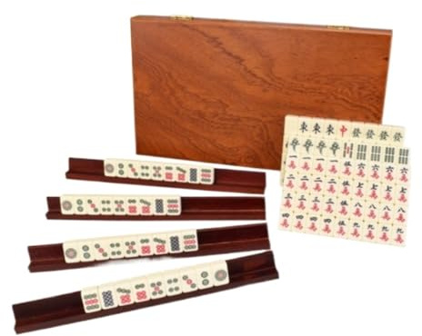 Mahjong-set， 144 brickor Mahjong-set Familjespel Bärbart Mahjongspel Med Låda Mahjongbrickor(B)