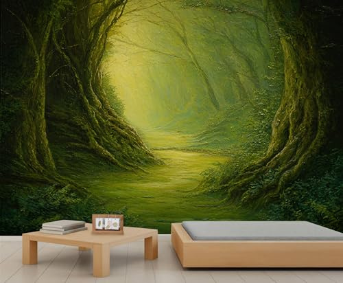 Papier peint mural forêt enchantée forêt enchantée forêt tropicale arbres forêt pour enfants chambre à coucher salon affiche murale 450 x 300 cm