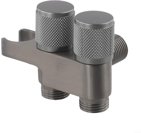 Besttoolifes Válvula de ángulo de aleación de zinc G1/2 válvula de doble salida para cabezal de ducha, inodoro y lavabo, construcción duradera de aleación de zinc (cromo)
