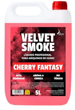 Velvet Smoke - Líquido Profesional para Máquina de Humo 5 Litros Aroma Cereza – Alta Densidad y Larga Duración – Compatible con Máquinas de Humo DJ, Eventos y Discotecas