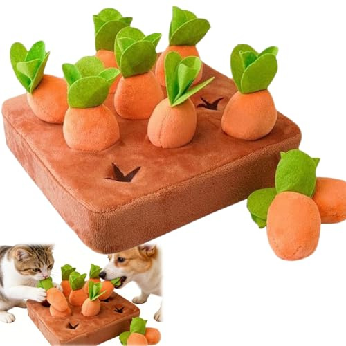 Schnüffelspielzeug Hunde Hundespielzeug Karottenfeld mit 9 Karotten - Karotten Ziehen Karottenspiel Für Hunde, Karotten Spielzeug Und Schnüffelteppich Karotte, für Aktive Bewegung Und Inneneinsatz