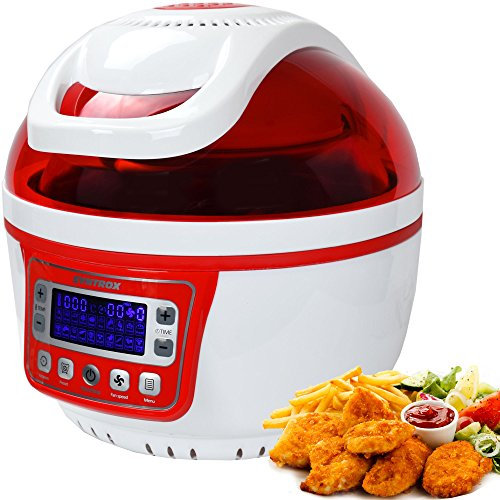 Syntrox Germany Turbo-Heißluftfritteuse Heißluftgarer Fritteuse Air-fryer mit LED-Display, 10 Liter Garraum, max. 250°, Fettfrei frittieren, rot