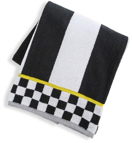 MACKENZIE-CHILDS Bath Towel, Cute Decorative Bathroom Towel, Black-and-White Courtly Stripe