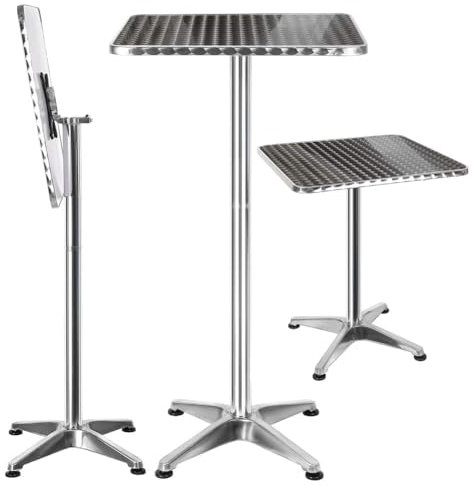 BAKAJI Aluminium Tisch für Außenbereich, klappbar, höhenverstellbar, Metall, 60 x 110 cm