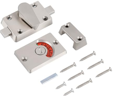 Stainless Steel Bathroom Door Lock, Privacy Latch for Toilet and Hatch, Indicator WC Engaged Vacant Sign