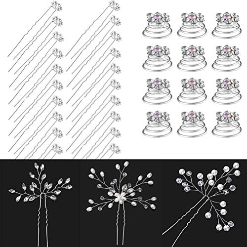 Haarkamm mit Perlen, Brautschmuck, Haarkamm, Clip, Haarschmuck, Kopfschmuck, Blume, für Braut, Brautjungfer, Silber, 35 Stück