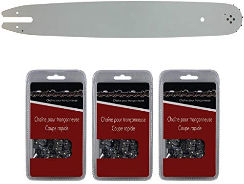 Guide 35 cm (14 pouces) + lot de 3 chaînes 50 maillons - Compatible tronçonneuses STIHL MS 170, 171 et 180