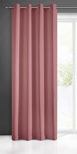 Eurofirany Rita Tenda Liscia Tinta Unita con 8 Occhielli, Moderna, Letto, Soggiorno, Salotto, Camera dei Bambini, 1 Pezzo, Poliestere, Rosa Scuro, 140 x 250 cm