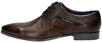 bugatti Homme Chaussure Basse Business en Cuir de Haute qualité, Derby au Design Minimaliste, Brun, 41 EU