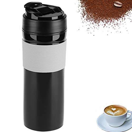 Stampa Francese di Viaggio, Bottiglia 350Ml per Caffettiera Portatile, Tazza di Caffè, Macchine da Caffè da Campeggio per Pendolari, Campeggio, All'Aperto, Scuola E Ufficio, Tazza da Caffè(Nero)
