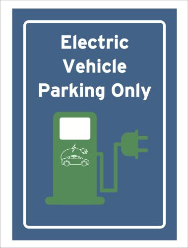 Zukeo Ltd Aluminium Blue Electric Vehicle Charging Parking Only Charger Graphic Sign Funny Hilarious Joke Car Reserved Warning EV