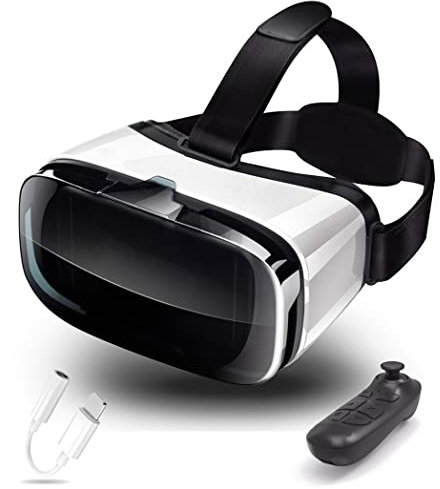 Gafas de Realidad Virtual, 3D VR Gafas con Controlador Bluetooth para Juegos Visión Panorámico VR Glasses para iPhone 13 Pro Max/13 Pro/13/12/11, para Samsung Galaxy S21, Huawei, Xiaomi