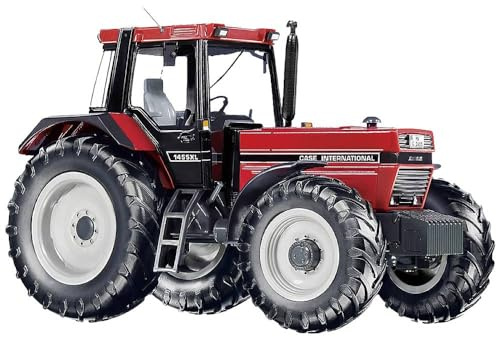 Wiking 077861 Case IH 1455 XL Modelltraktor, 1:32, Metall/Kunststoff, Ab 14 Jahre, Viele Funktionen, Lenkbare Vorderachse, Inkl. chromfarbenem Auspuff