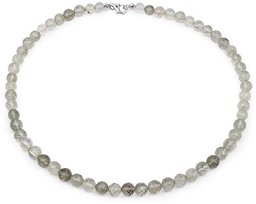 ELEDORO echter grüner Amethyst Halskette Collier für Damen aus Silber 925 45cm lang
